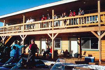 Snowmobilers Enjoy Cocktails After the Ride